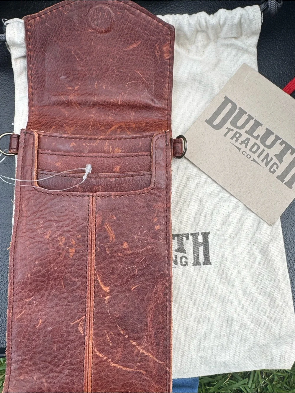 Duluth Trading Co Brown Full-Grain Leather Wallet Pouch with Flap